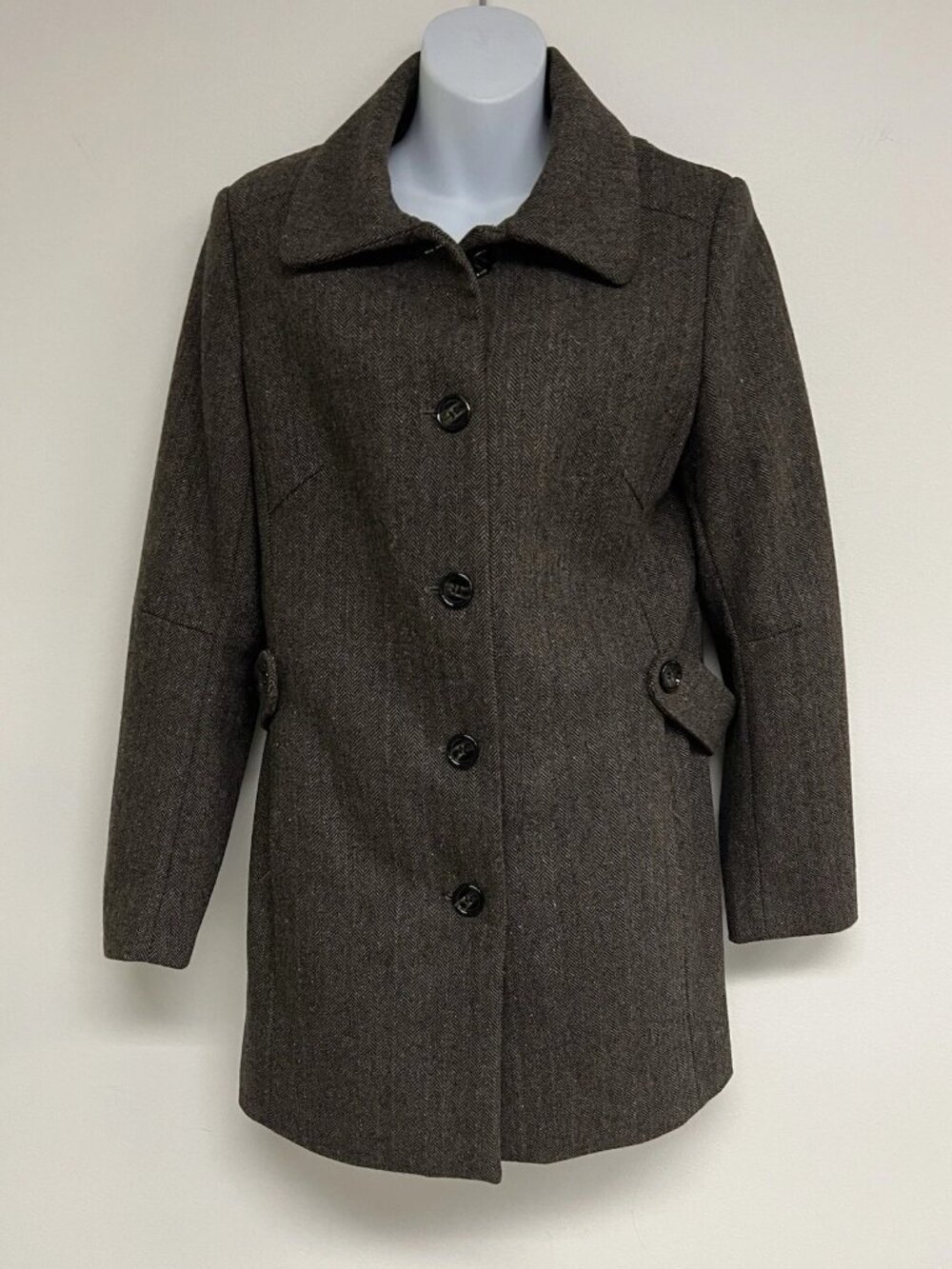 H&M Herringbone Tweed Overcoat Sz 2